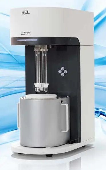 The BELSORP-mini-X sorption analyser is commonly used to measure physisorption isotherms, which are used for BET surface area analysis, as well as for porosity determination.